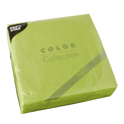 Serviettes. 2 plis "PUNTO" pliage ¿ 38 cm x 38 cm vert pomme microgaufrée