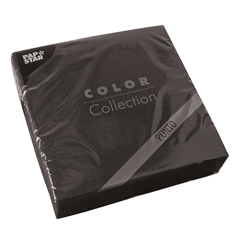 Serviettes 2 pliage noir microgaufrée 