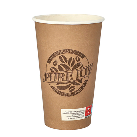 Gobelets carton 50 cl / 16 oz Ø 9 cm marron "Pure Joy" (200 unités)