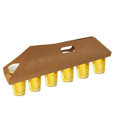 Plateaux en carton 12 cm x 9,5 cm x 62 cm marron pour 6 gobelets