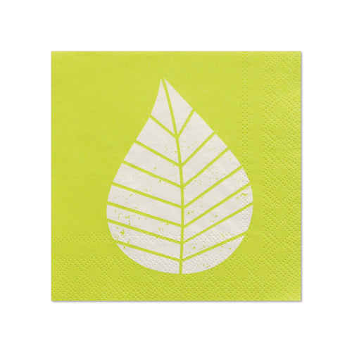 Serviettes. 3 plis pliage 25 cm x 25 cm vert "Graphic Leaves"