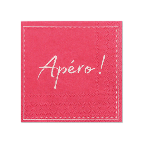 Serviettes. 3 plis pliage 25 cm x 25 cm fuchsia "Apero" 
