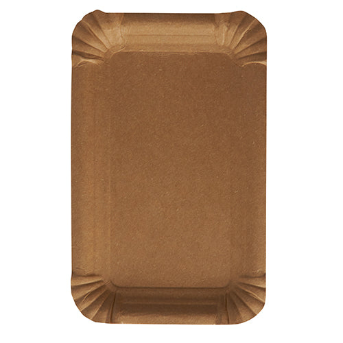 Assiettes. carton "pure" rectangulaire 10 cm x 16 cm marron