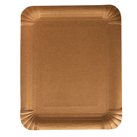 Assiettes. carton "pure" rectangulaire 16.5 cm x 20 cm marron
