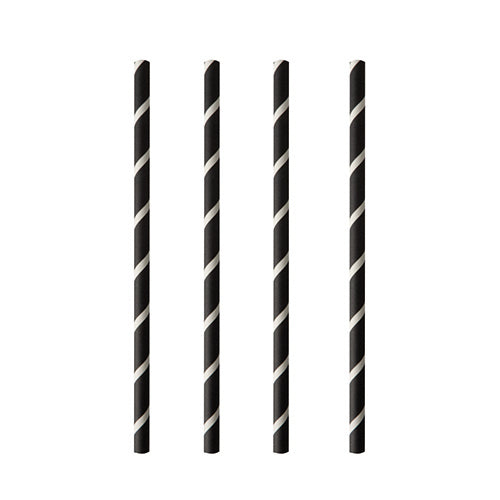 Pailles pour shakes, papier Ø 8 mm · 20 cm noir/blanc "Stripes" (800 unités)