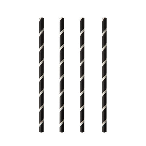Pailles pour shakes, papier Ø 8 mm · 20 cm noir/blanc "Stripes" (800 unités)