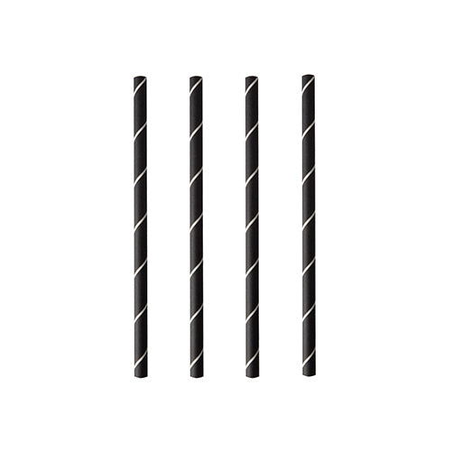 Pailles pour cocktail. papier Ø 7 mm · 15 cm noir/blanc "Stripes" (4000 unités)