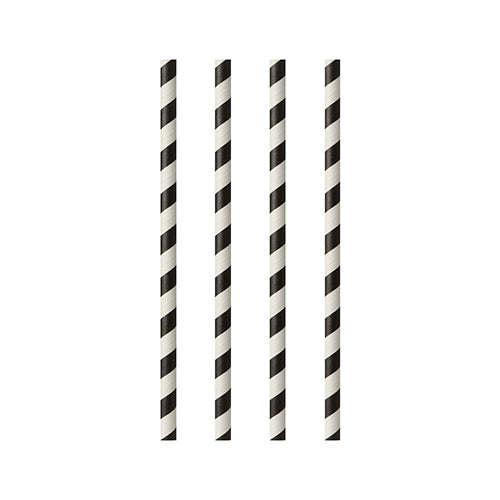 Pailles en papier Ø 6 mm · 24 cm noir/blanc "Stripes" (1000 unités)
