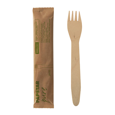 Fourchettes jetables en bois Pure – 15,5 cm 