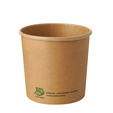 Terrines à soupe. carton "pure" rond 760 ml Ø 11.5 cm · 11 cm marron "100% Fair" (500 unités)