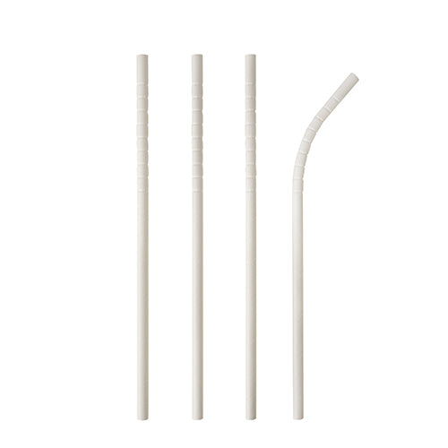 Pailles en papier "pure" Ø 6 mm · 20 cm blanc flexibel (1000 unités)