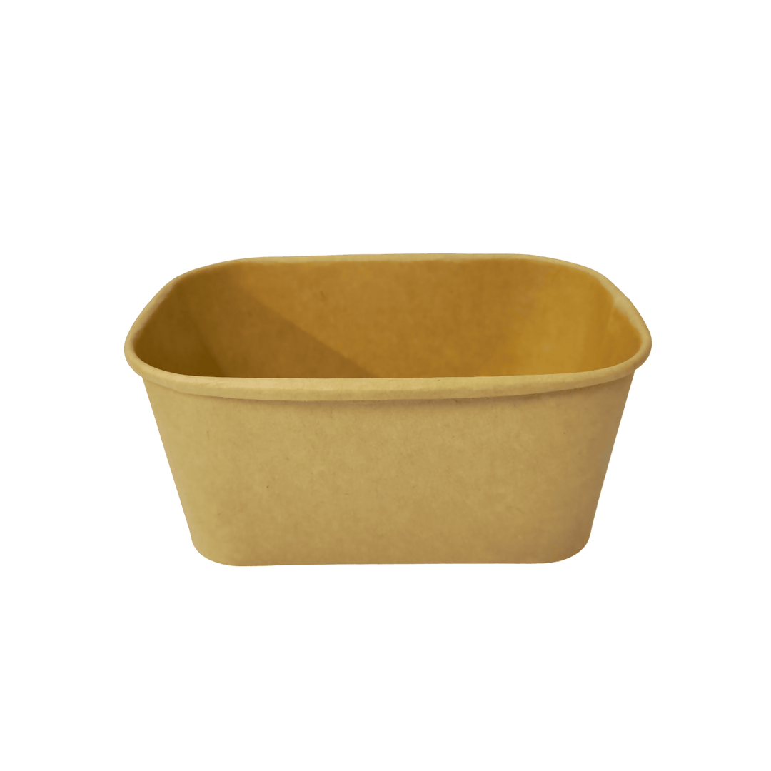 Bol kraft rectangulaire 1000 mL 17,3x12,1x7,5 avec couvercle PP (300 unités)