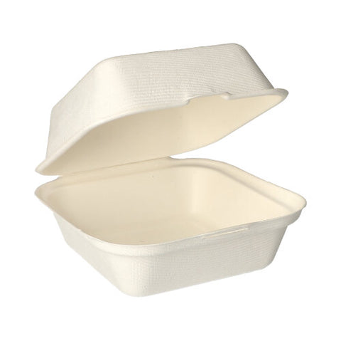 Boîtes à Hamburger en sucre de canne 8 cm x 14 cm x 15 cm blanc (500 unités)