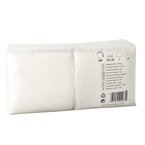 Serviettes, 1 pli pliage 32 cm x 32 cm blanc