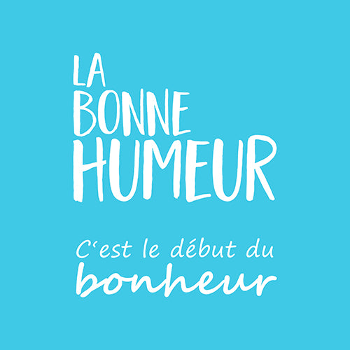 Serviettes. 3 plis pliage 1/4 33 cm x 33 cm bleu "La Bonne Humeur" 