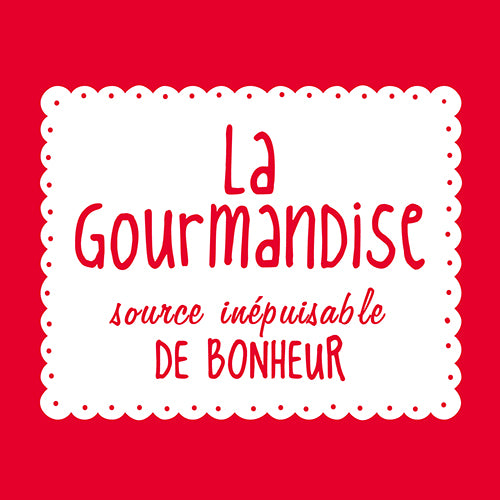 Serviettes. 3 plis pliage 1/4 33 cm x 33 cm rouge "La Gourmandise"
