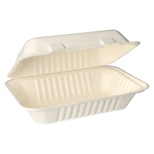 Boîtes Menu en sucre de canne sans compartiments 7,9 cm x 15,5 cm x 23 cm blanc (500 unités)