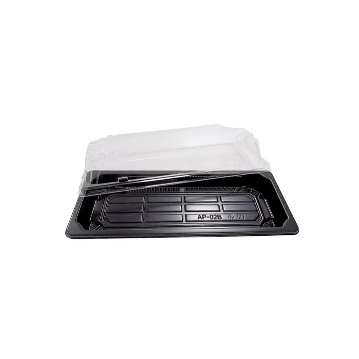 Barquette sushi noire avec couvercle 23x9,5x4,5 (400 unités)