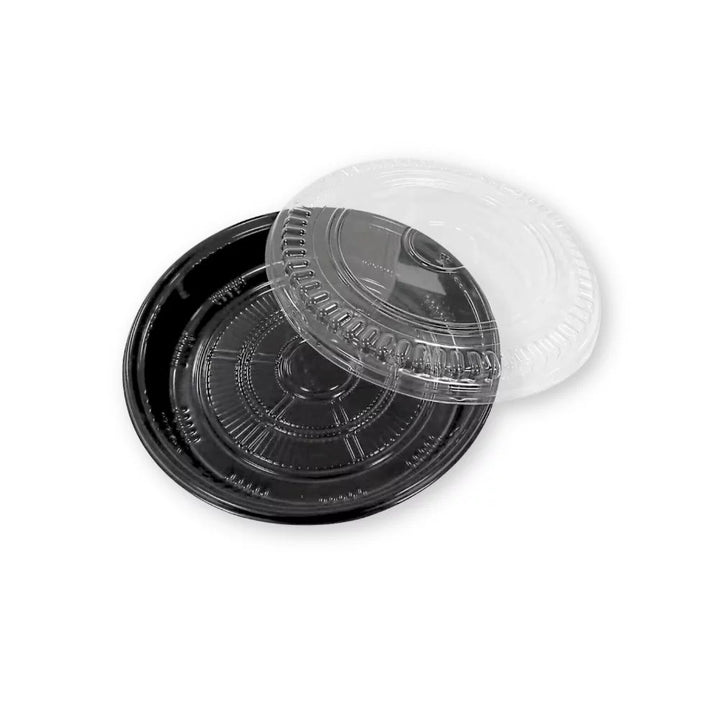 Plateau sushi noir avec couvercle Ø32,8x6 (100 unités)