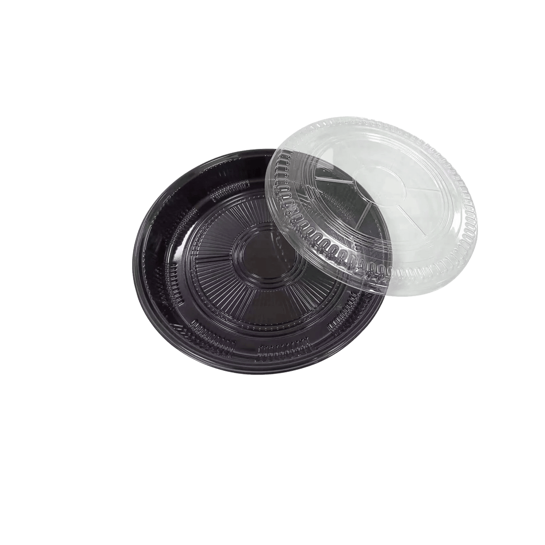 Plateau sushi noir avec couvercle Ø35,x6 (100 unités)