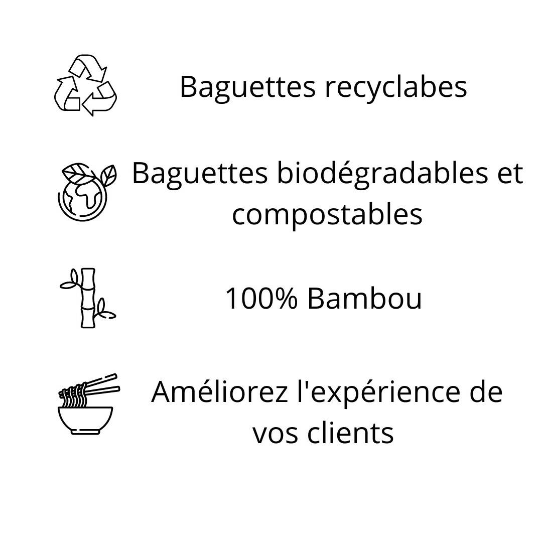 Paires de baguettes Bambou 21 cm