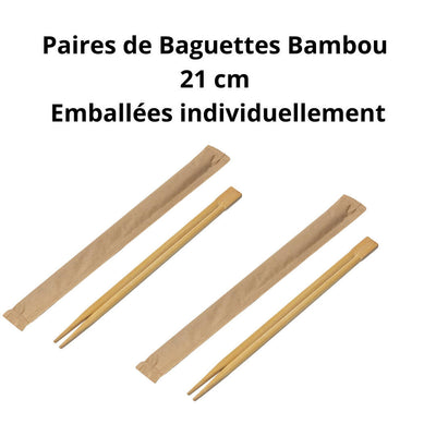 Baguettes Chinoises en Bambou En sachet 23cm (100 Unités)