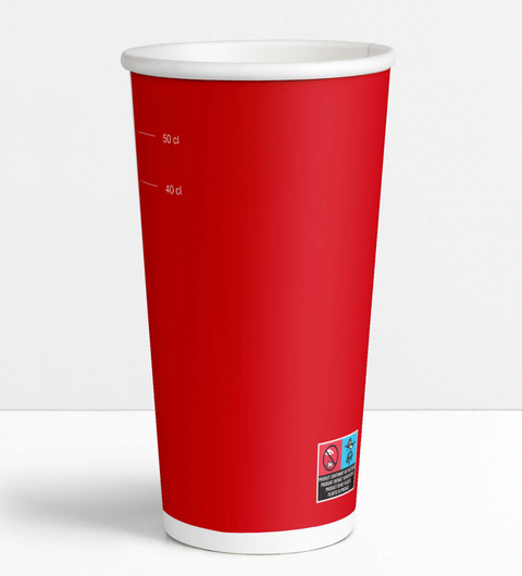 Gobelets carton rouges 65 cl / 22 oz boissons froides - 12 + 260 + 15 g/m²