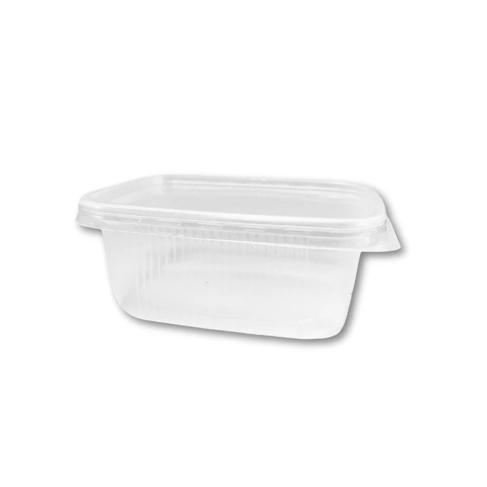Barquette PP striée transparente avec couvercle 200mL (1000 unités)