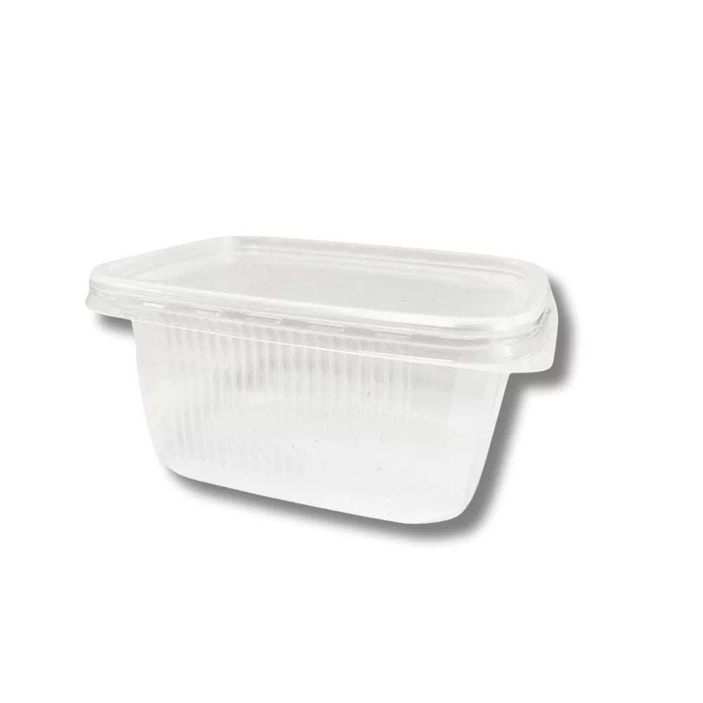 Barquette PP striée transparente avec couvercle 250mL (1000 unités)