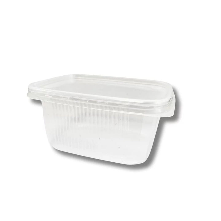 Barquette PP striée transparente avec couvercle 250mL (1000 unités)