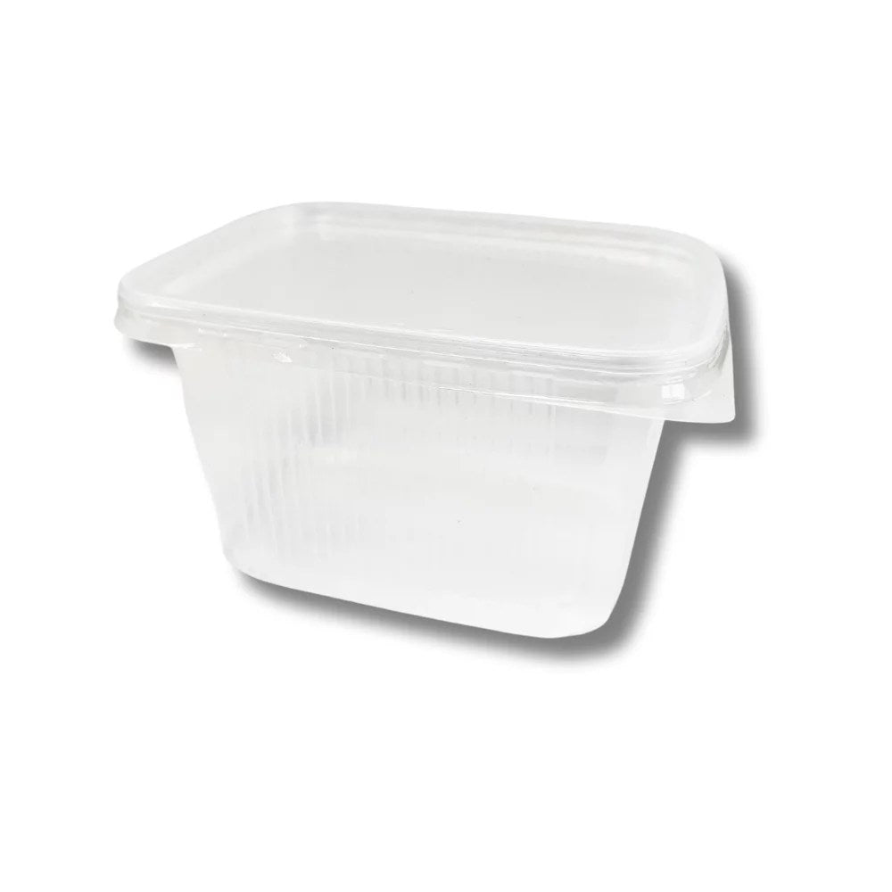 Barquette PP striée transparente avec couvercle 300mL (1000 unités)