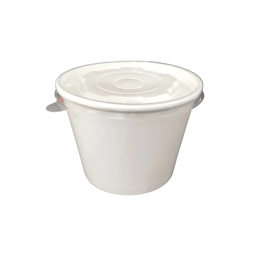 Bol Cup en carton blanc sans insert avec couvercle PP 1100mL (600 unités)