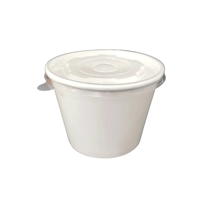 Bol Cup en carton blanc sans insert avec couvercle PP 1100mL (600 unités)