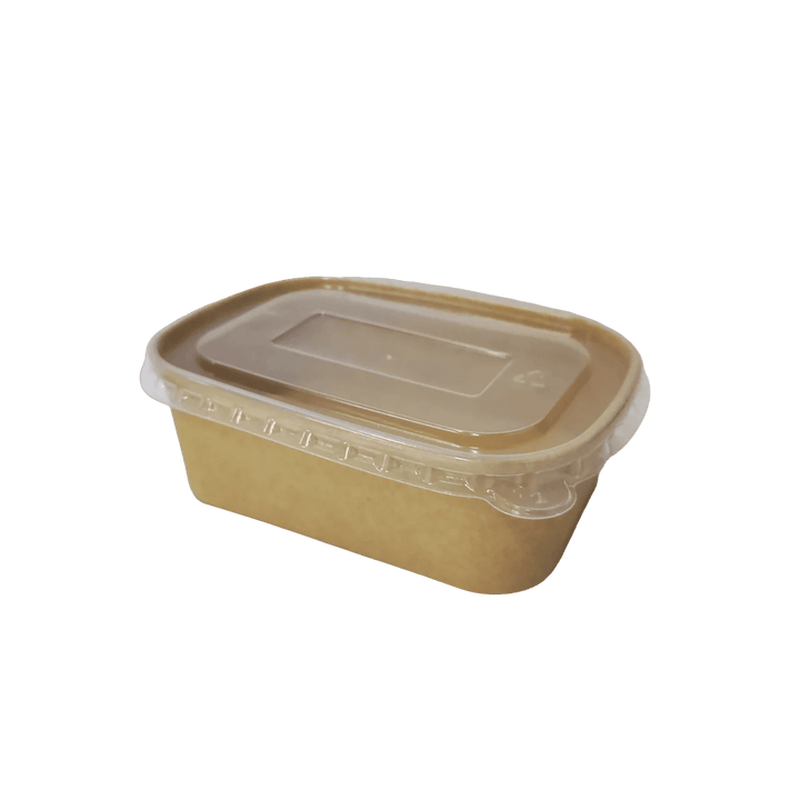 Bol kraft rectangulaire 750 mL 17,3x12,1x5,7 avec couvercle PP (300 unités)