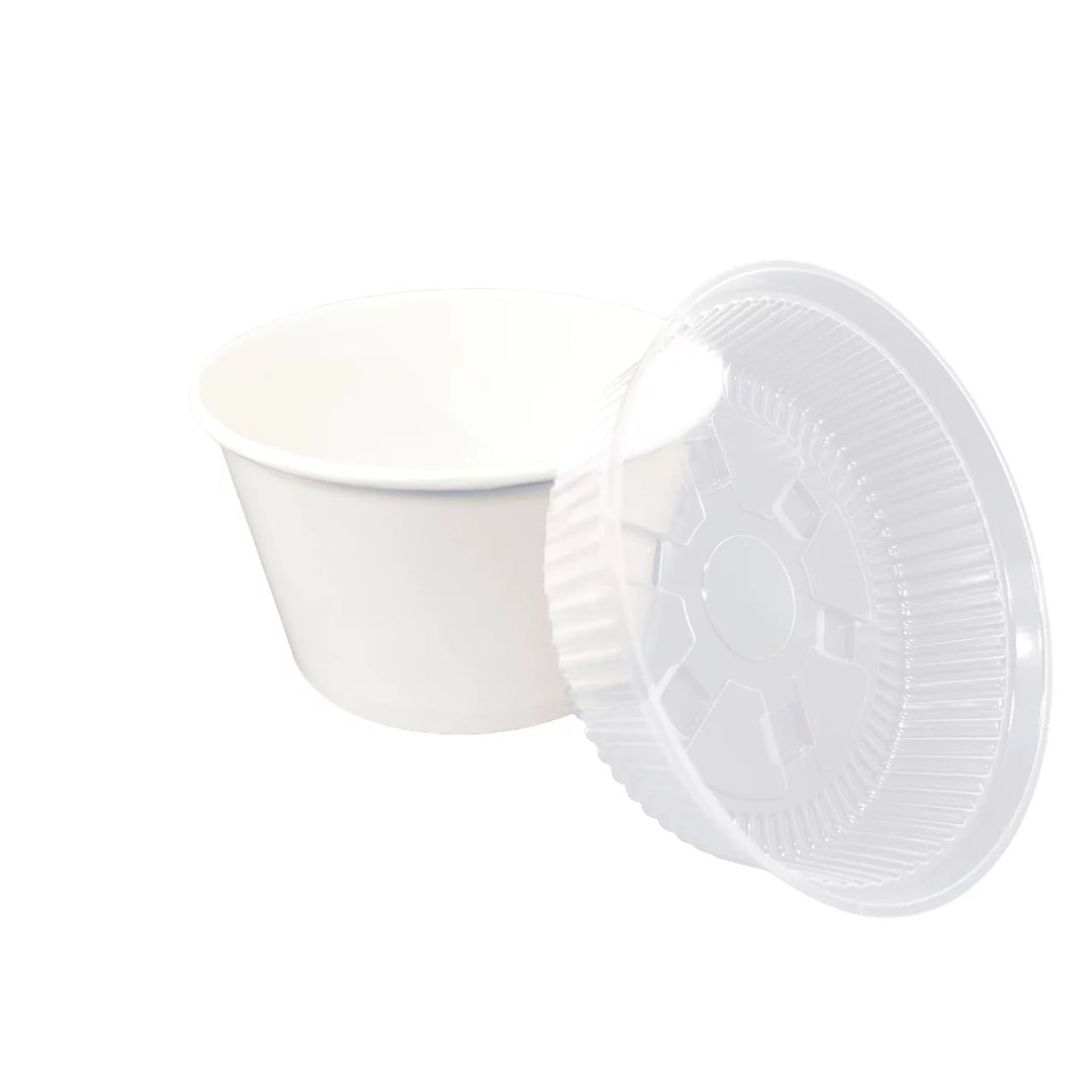 Bol Cup en carton blanc avec insert avec couvercle PP 1100mL (600 unités)