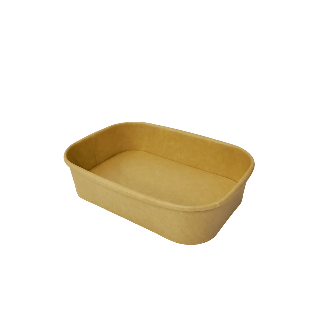 Bol kraft rectangulaire 500 mL 17,3x12,1x4,1 avec couvercle PP (300 unités)