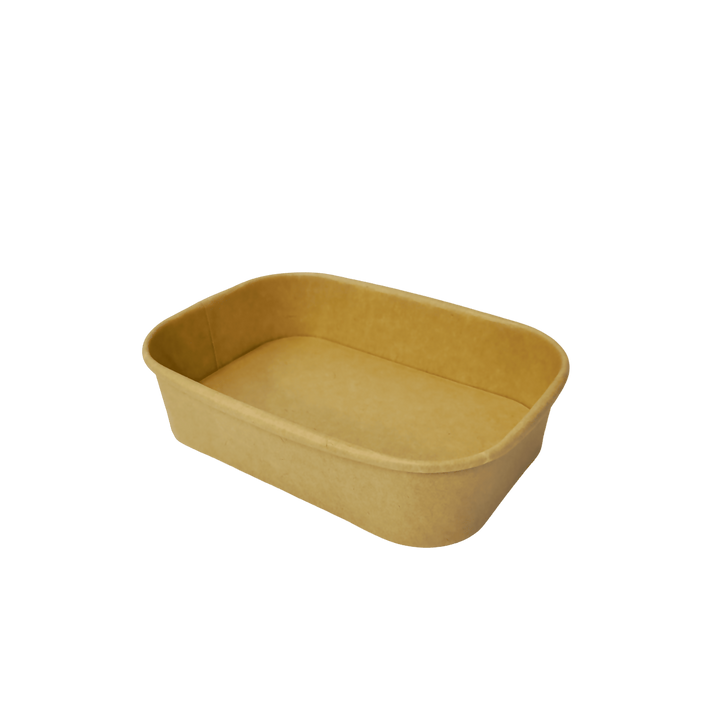 Bol kraft rectangulaire 500 mL 17,3x12,1x4,1 avec couvercle PP (300 unités)