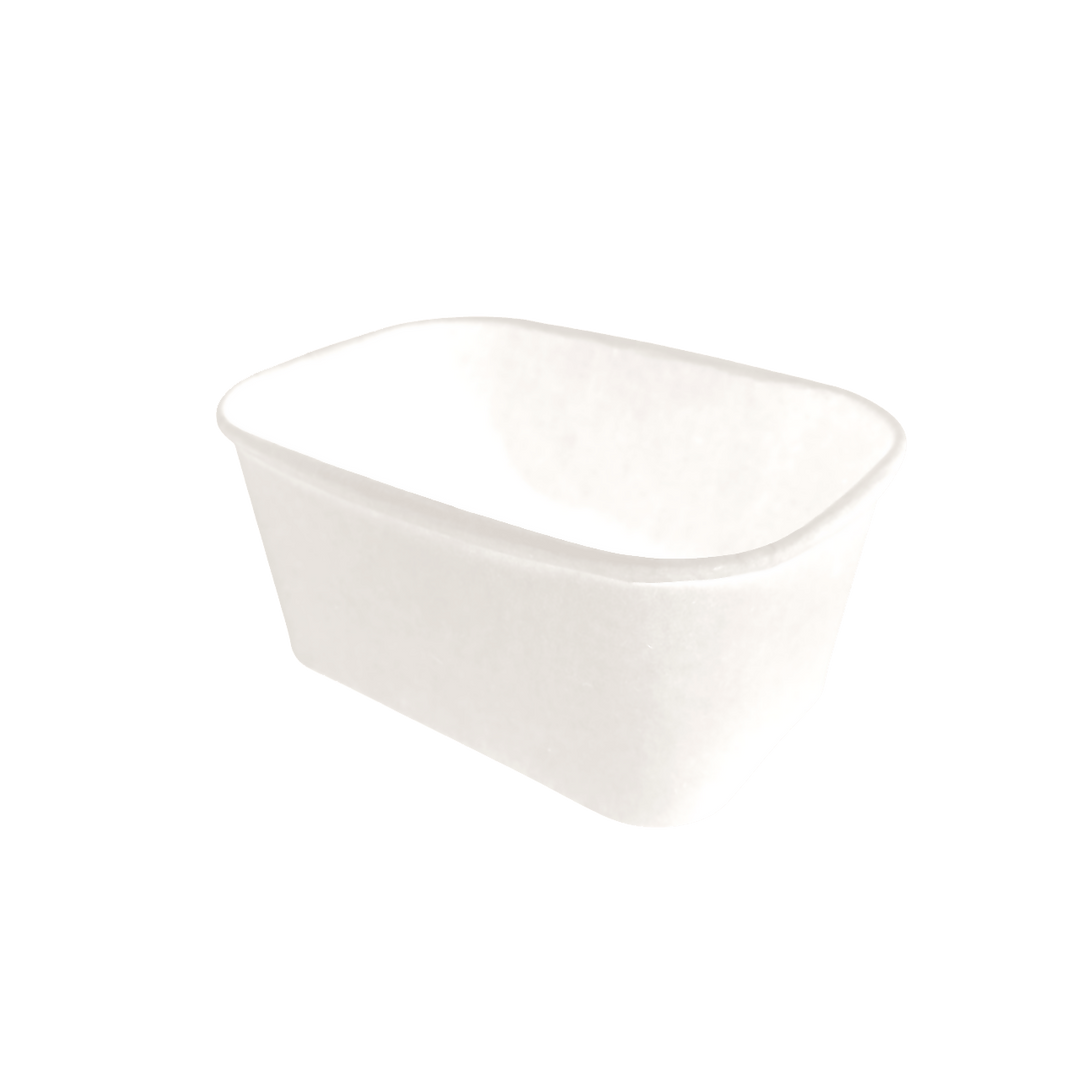 Bol kraft rectangulaire blanc 1000 mL 17,3x12,1x7,5 avec couvercle PP (300 unités)