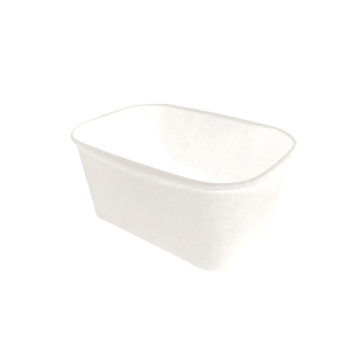 Bol kraft rectangulaire blanc 1000 mL 17,3x12,1x7,5 avec couvercle PP (300 unités)
