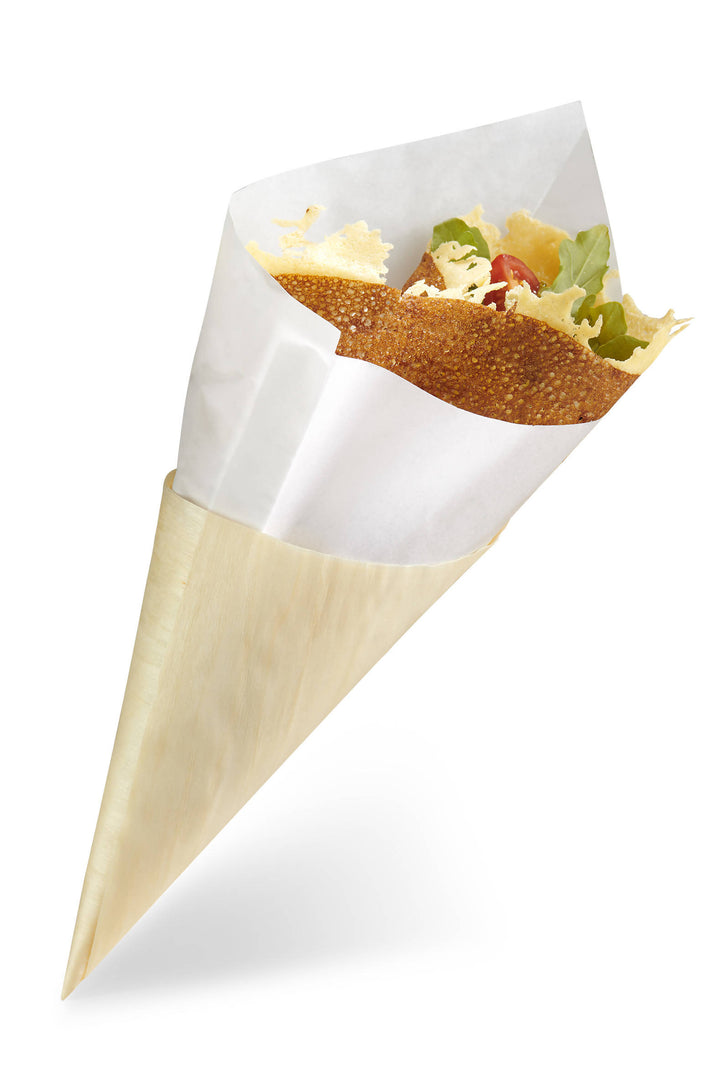 Cônes en bois pour crêpes avec sachet (1000 unités)