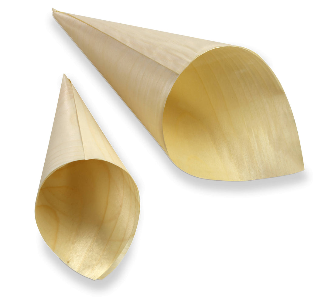 Cônes en bois pour crêpes avec sachet (1000 unités)