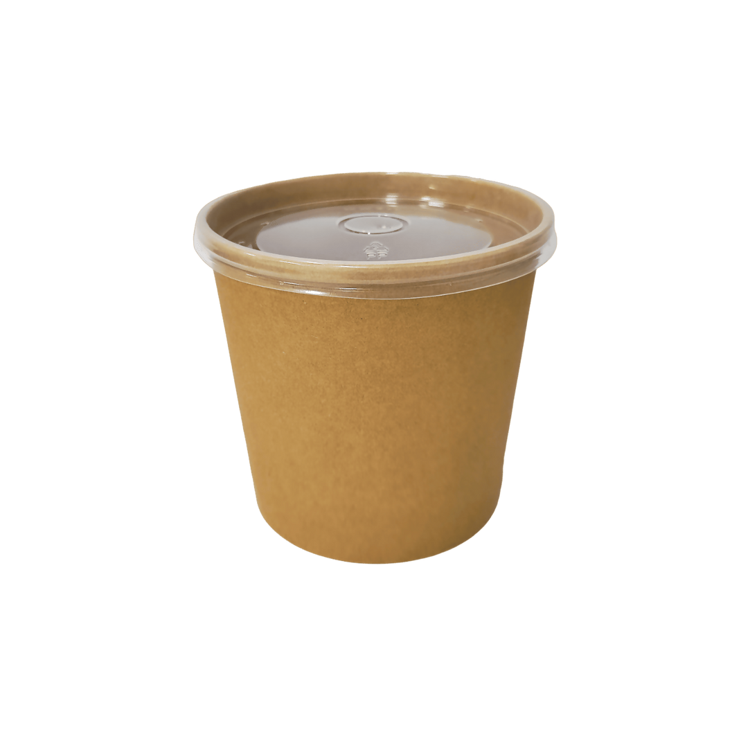 Pot kraft + couvercle PP 780mL / 26oz 11,8x9,6x10,8cm (500 unités)