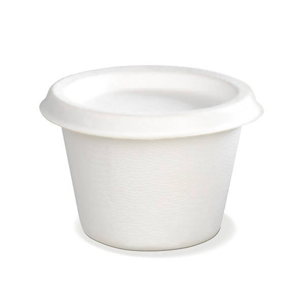 Pots à sauce 120 ml en bagasse avec couvercle