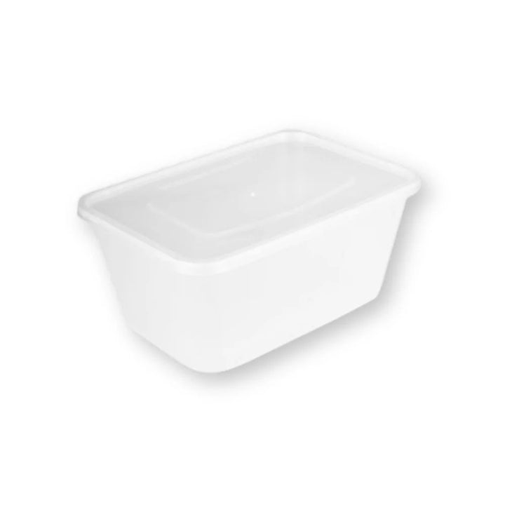 Barquette rectangulaire PP transparente 1000 mL avec couvercle (500 unités)