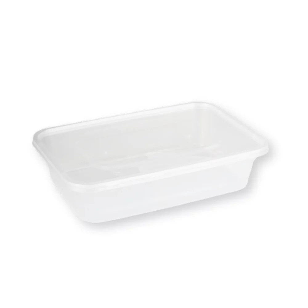 Barquette rectangulaire PP transparente 500 mL avec couvercle 17.3 x 12 x 4 cm (500 unités)