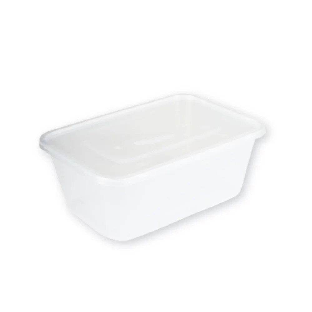 Barquette rectangulaire PP transparente 750 mL avec couvercle (500 unités)