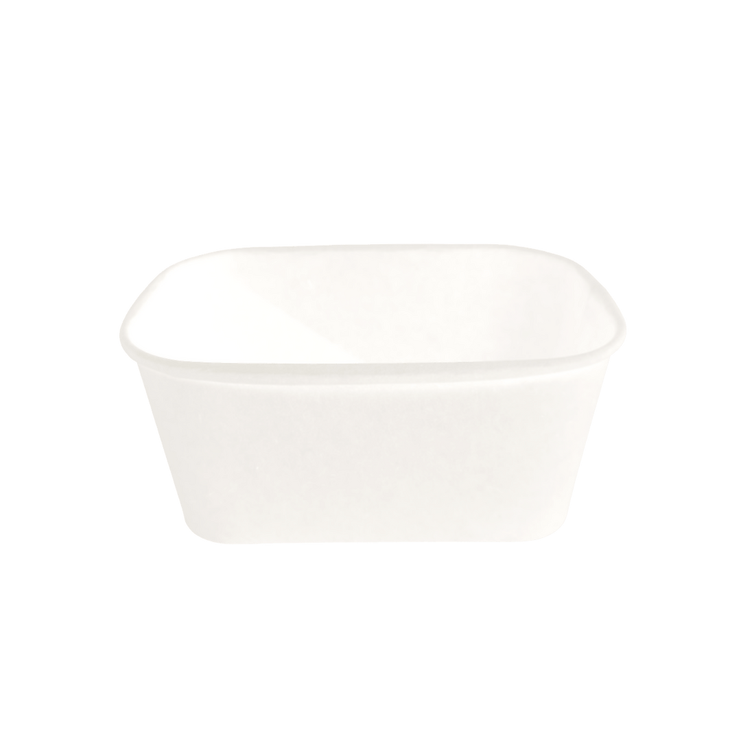 Bol kraft rectangulaire blanc 1000 mL 17,3x12,1x7,5 avec couvercle PP (300 unités)