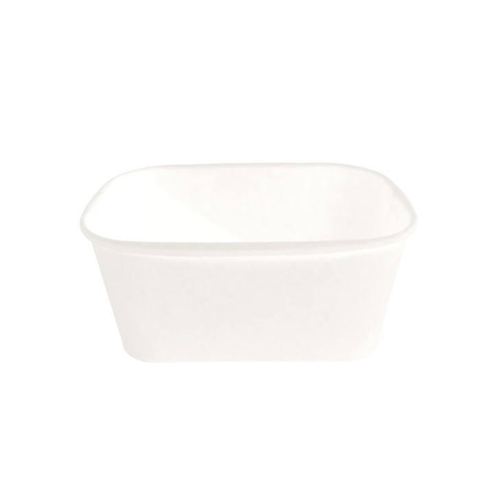 Bol kraft rectangulaire blanc 1000 mL 17,3x12,1x7,5 avec couvercle PP (300 unités)