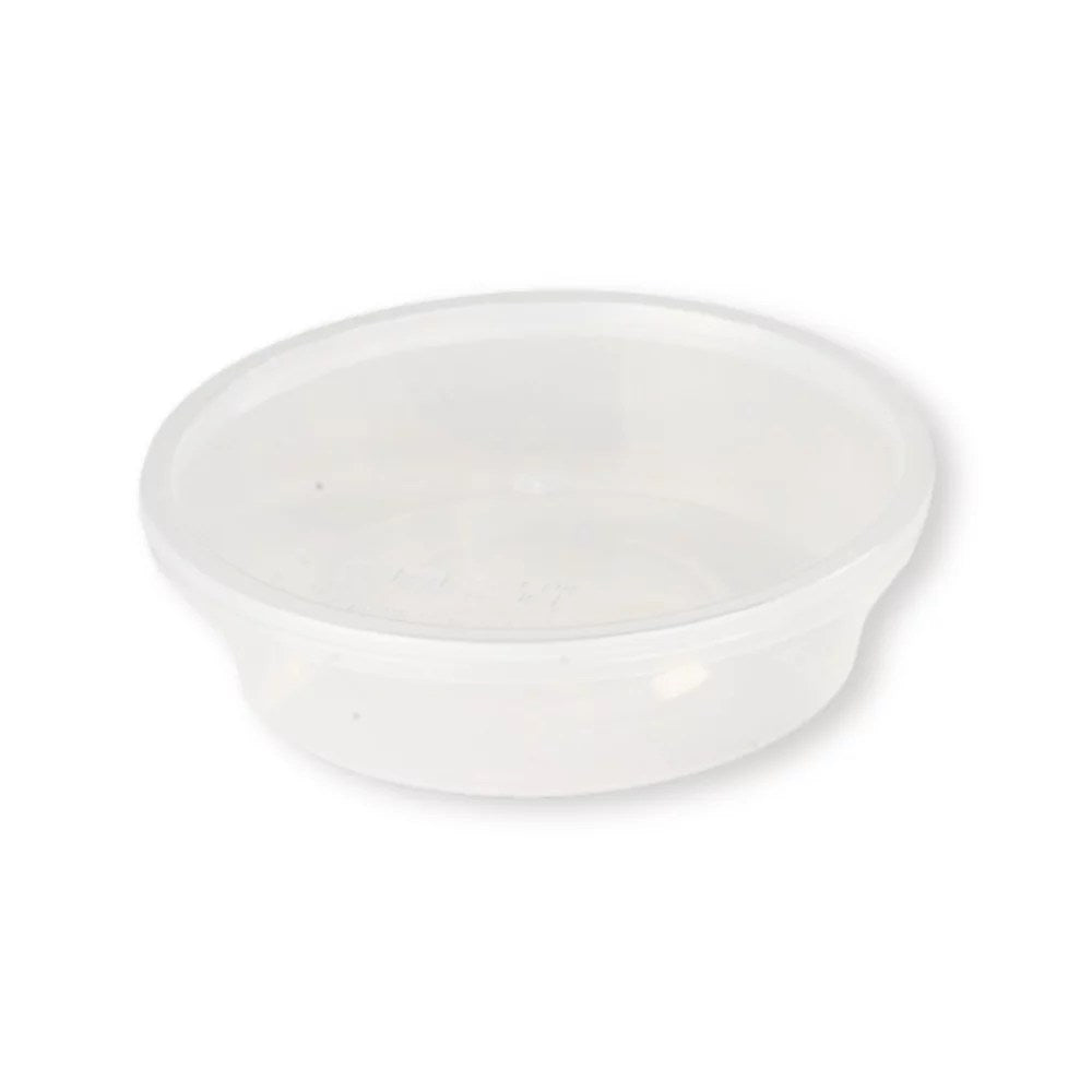 Barquette ronde PP transparente 10 oz / 300 mL avec couvercle (500 unités)