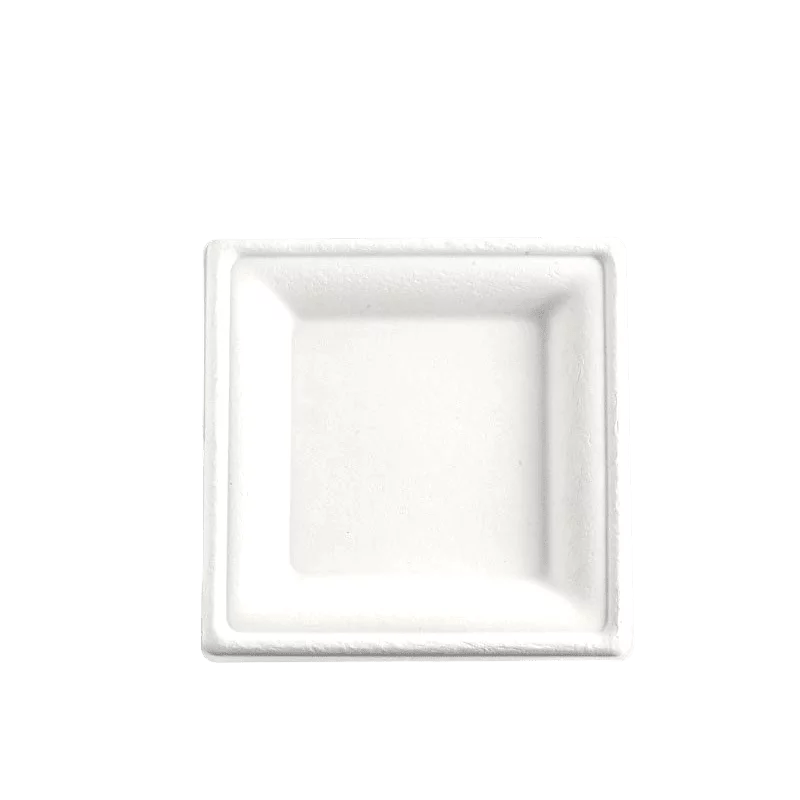 Assiette carrée en pulpe de canne 20x20x1,5